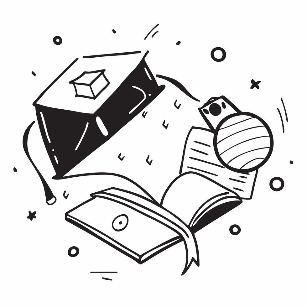 Graduation Cap with Basketball and Books concept as A graduation cap with a basketball and books set against a whimsical background offering ample space for text or graphics symbol Cleans vector