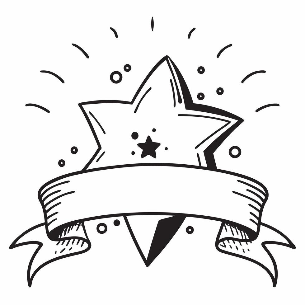 Golden Star with Ribbon and Badge concept as A golden star with a ribbon and a badge set against a dreamy background offering ample space for text or graphics symbolizing recogniti Cleans vector