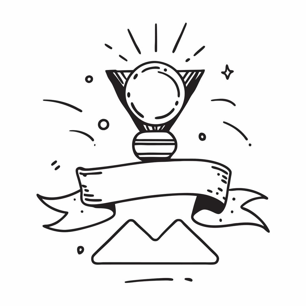 Golden Medal with Ribbon and Trophy concept as A golden medal with a ribbon and a trophy set against a whimsical background offering ample space for text or graphics symbolizing ho Cleans vector