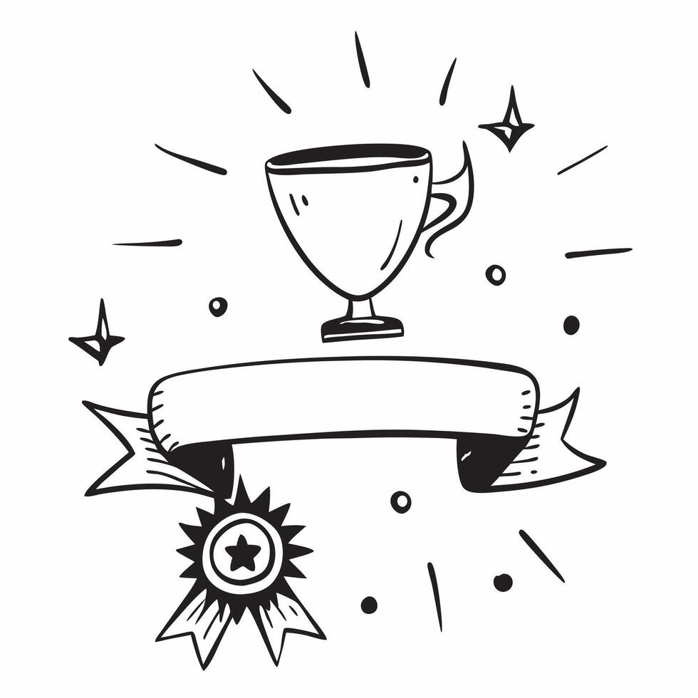 Golden Trophy with Medal and Rosette concept as A golden trophy with a medal and a rosette set against a whimsical background offering ample space for text or graphics symbolizing Cleans vector
