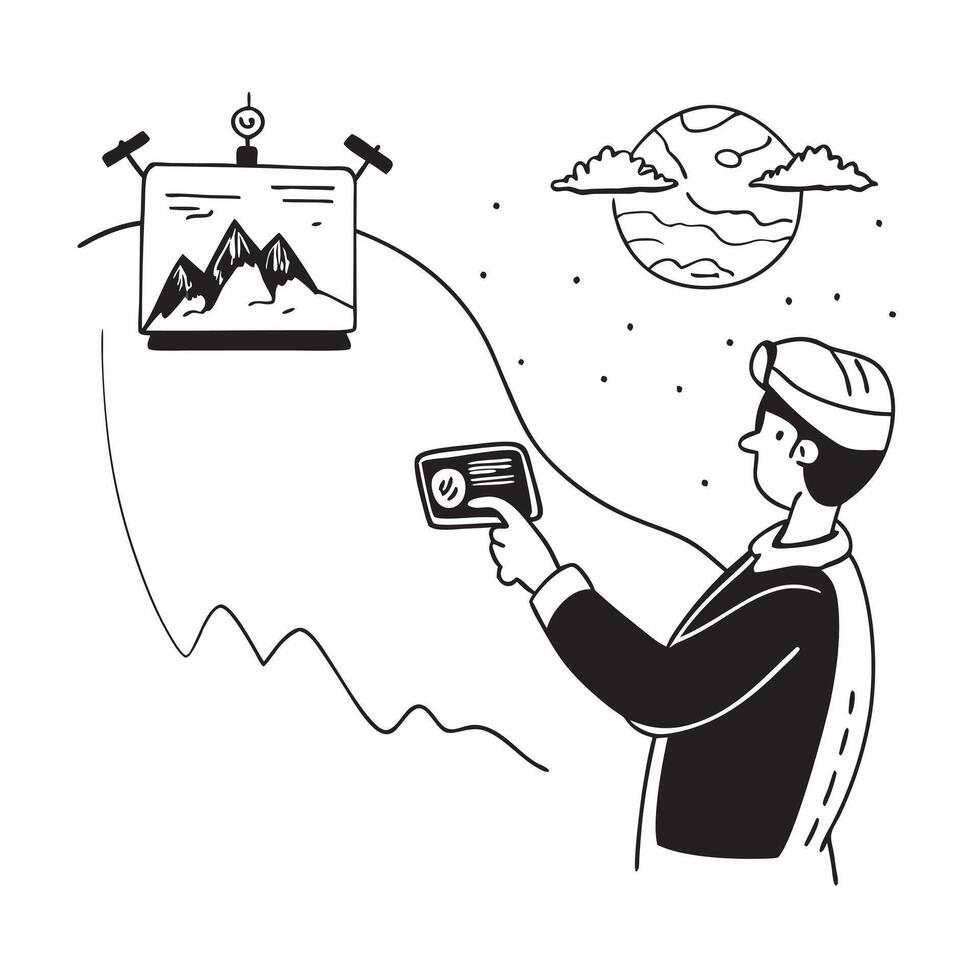 Glaciologist with Drone and Glacier Melting in Polar Region concept as Mid shot of a glaciologist using a drone to monitor glacier melting in a polar region The background feature Cleans vector