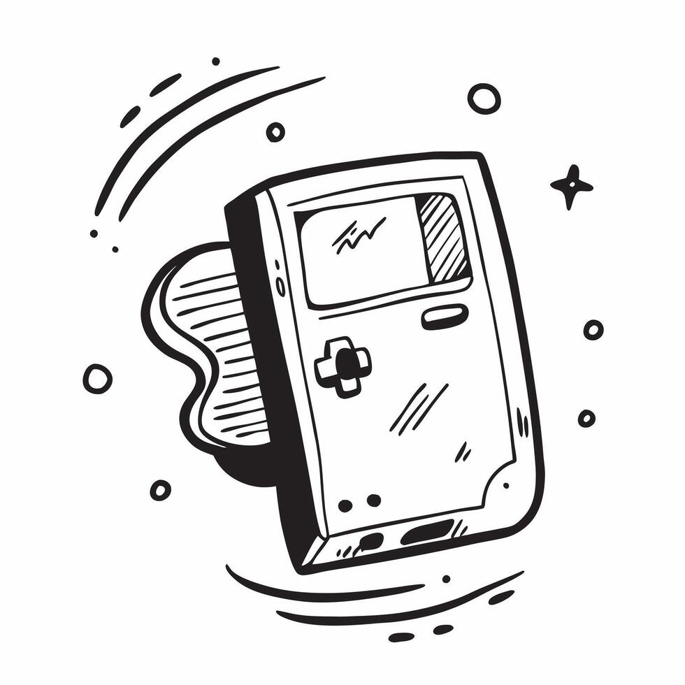 Game Boy with Obsolete Certificate and Retro Game Cartridge concept as A Game Boy with an obsolete certificate and retro game cartridge set against a whimsical background offering Cleans vector
