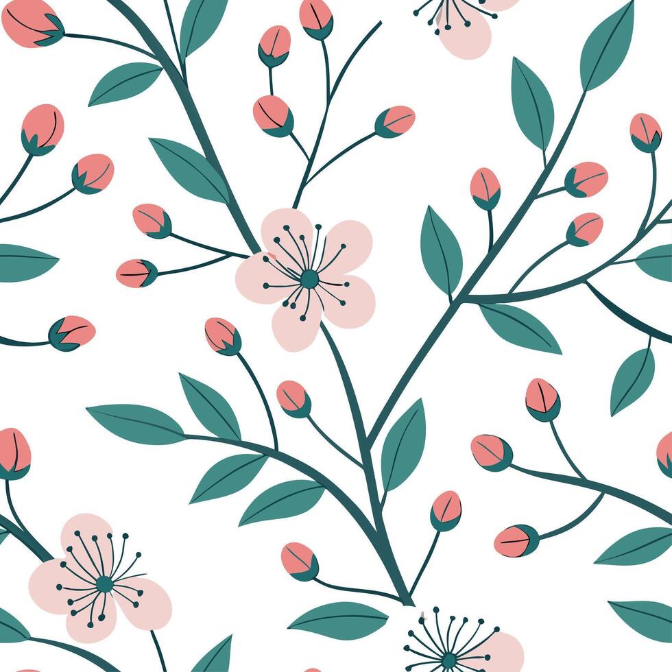 Fresh spring floral seamless pattern with lively blooms and soft white balance for cheerful spring projects concept as Lively floral pattern with blooming flowers and soft white ba Cleans Set 2 vector