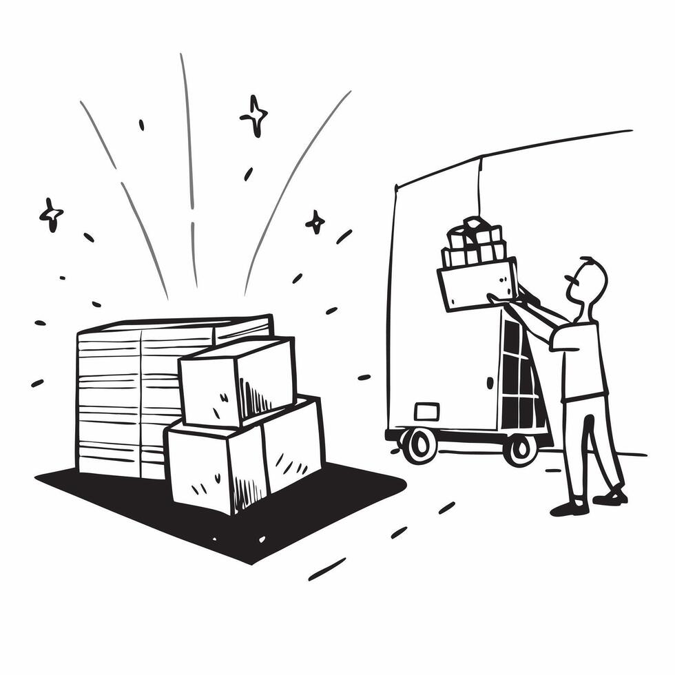 Forklift Operator with Pallet and Loading Dock in Enchanted Warehouse concept as Wide shot of a forklift operator moving a pallet near a loading dock in an enchanted warehouse The Cleans vector
