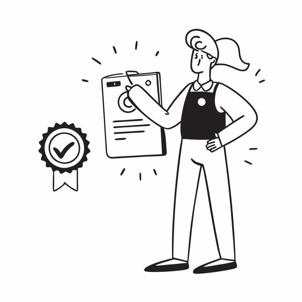 Food Safety Consultant with ISO Badge and Compliance Report concept as A food safety consultant holding an ISO badge and a compliance report set against a dreamy background offerin Cleans vector