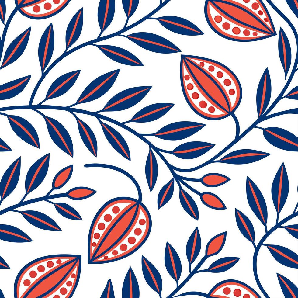 Folk art seamless pattern with bright primary colors and bold shapes for a striking contemporary ethnic design concept as Striking folk art pattern with bright primary colors and b Cleans vector