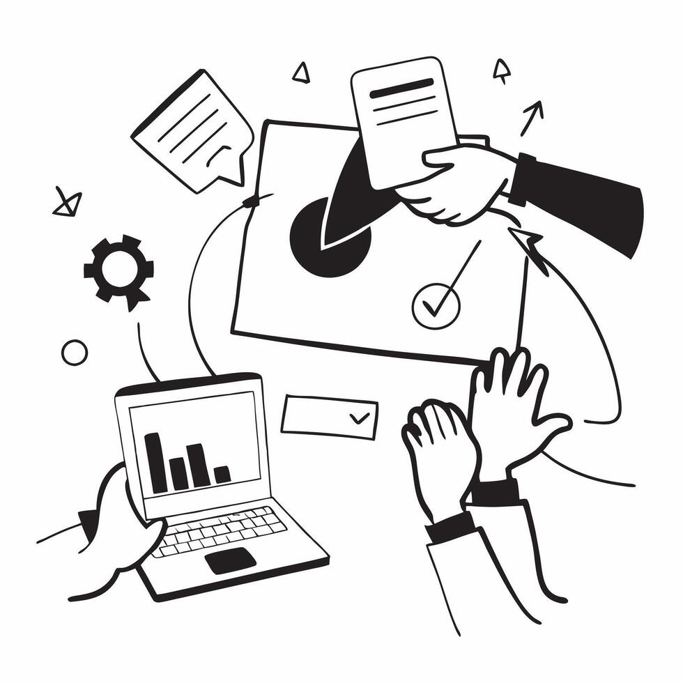 Flat design as Sales team collaborating in a virtual meeting concept as A illustration of a sales team collaborating in a virtual meeting using conferencing tools with Cleans Set 3 vector