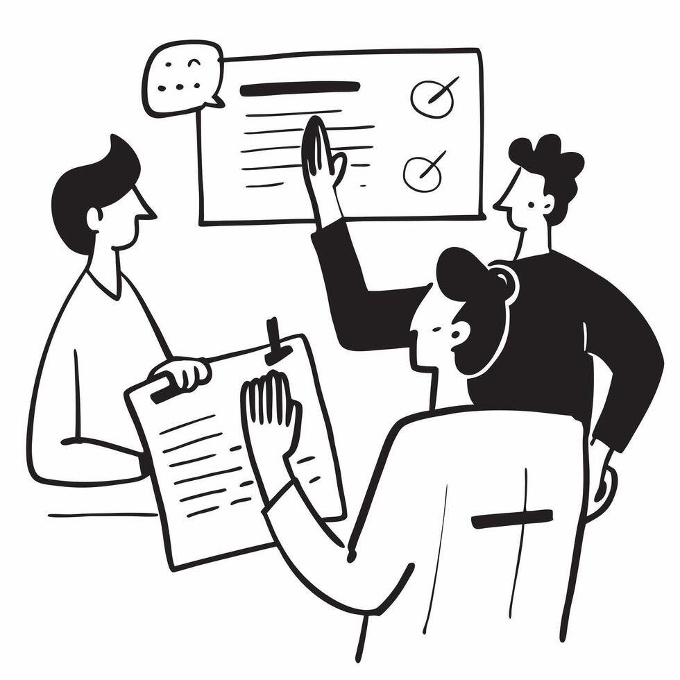 Flat design as Project manager leading a hybrid meeting concept as A illustration of a project manager leading a hybrid meeting with both onsite and remote participants usin Cleans Set 3 vector