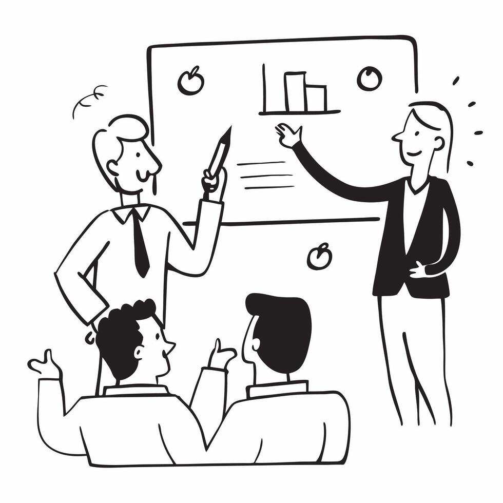 Flat design as Manager leading a team meeting with presentation slides concept as A illustration of a manager leading a team meeting with presentation slides featuring a 3 c Cleans vector