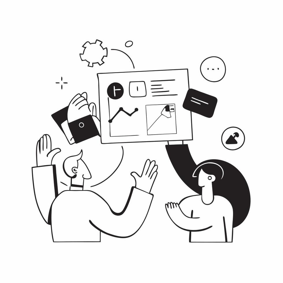 Flat design as HR team collaborating on employee engagement strategies concept as A illustration of an HR team collaborating on employee engagement strategies using charts a Cleans vector