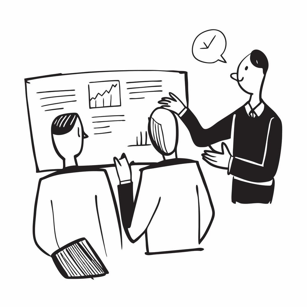 Flat design as Executives in a board meeting discussing financial reports concept as A illustration of executives in a board meeting discussing financial reports utilizing a Cleans vector