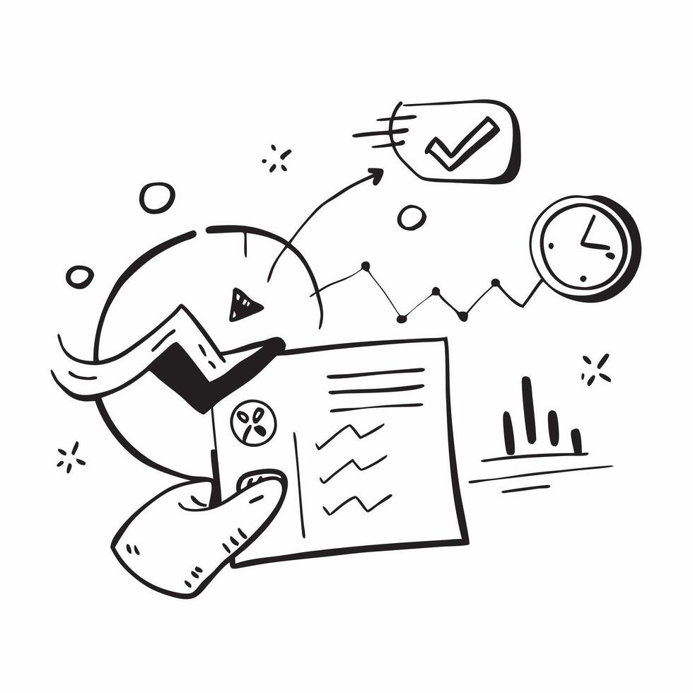 Flat design as Doodle line icon of a pie chart concept as A doodle line icon of a pie chart representing data analysis statistics and business insights ideal for presentations and Cleans vector