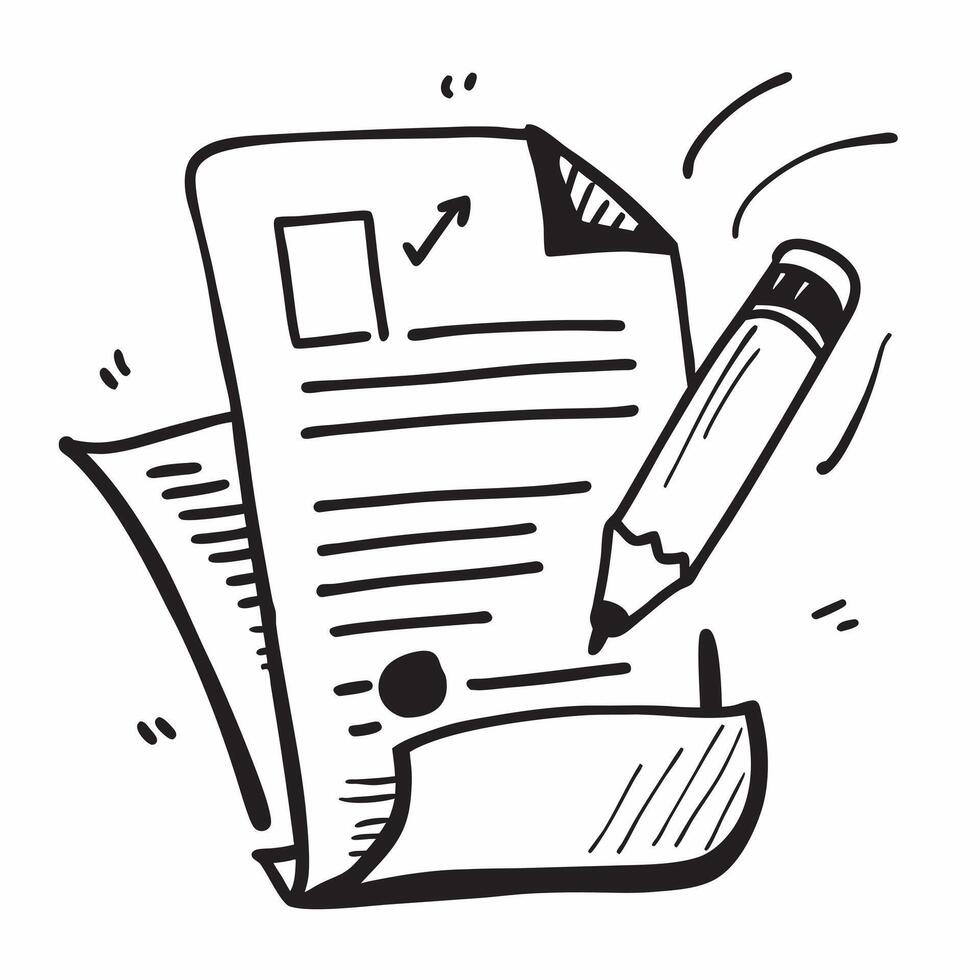 Flat design as Doodle line icon of a document concept as A doodle line icon of a document symbolizing paperwork business contracts and professional documentation perfect for legal Cleans vector