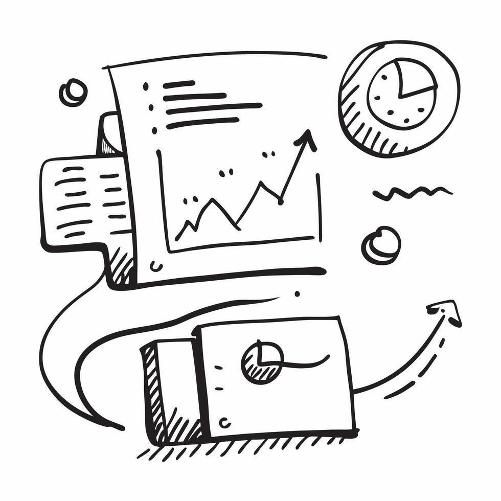 Flat design as Doodle line icon of a bar chart concept as A doodle line icon of a bar chart symbolizing data performance and business metrics perfect for analytical and business re Cleans Set 2 vector