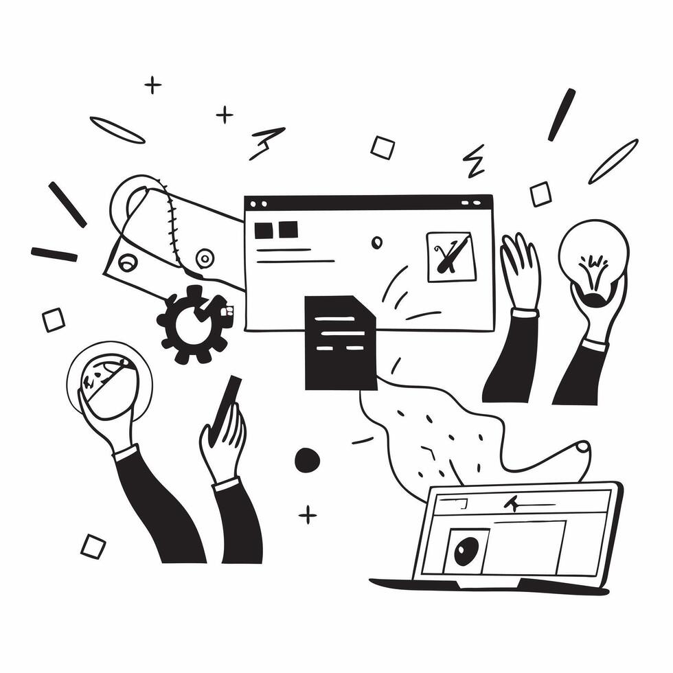Flat design as Business team collaborating in a modern office using digital tools concept as A illustration of a business team in a modern office collaborating using digital Cleans Set 8 vector