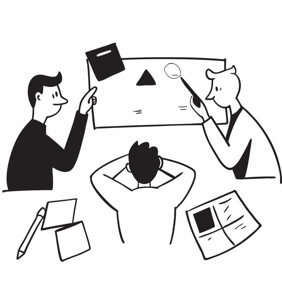 Flat design as Business team evaluating risks in a strategic planning meeting concept as A illustration of a business team evaluating risks in a strategic planning meeting u Cleans vector