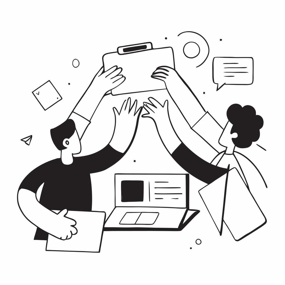 Flat design as Business team collaborating in a modern office using digital tools concept as A illustration of a business team in a modern office collaborating using digital Cleans Set 4 vector