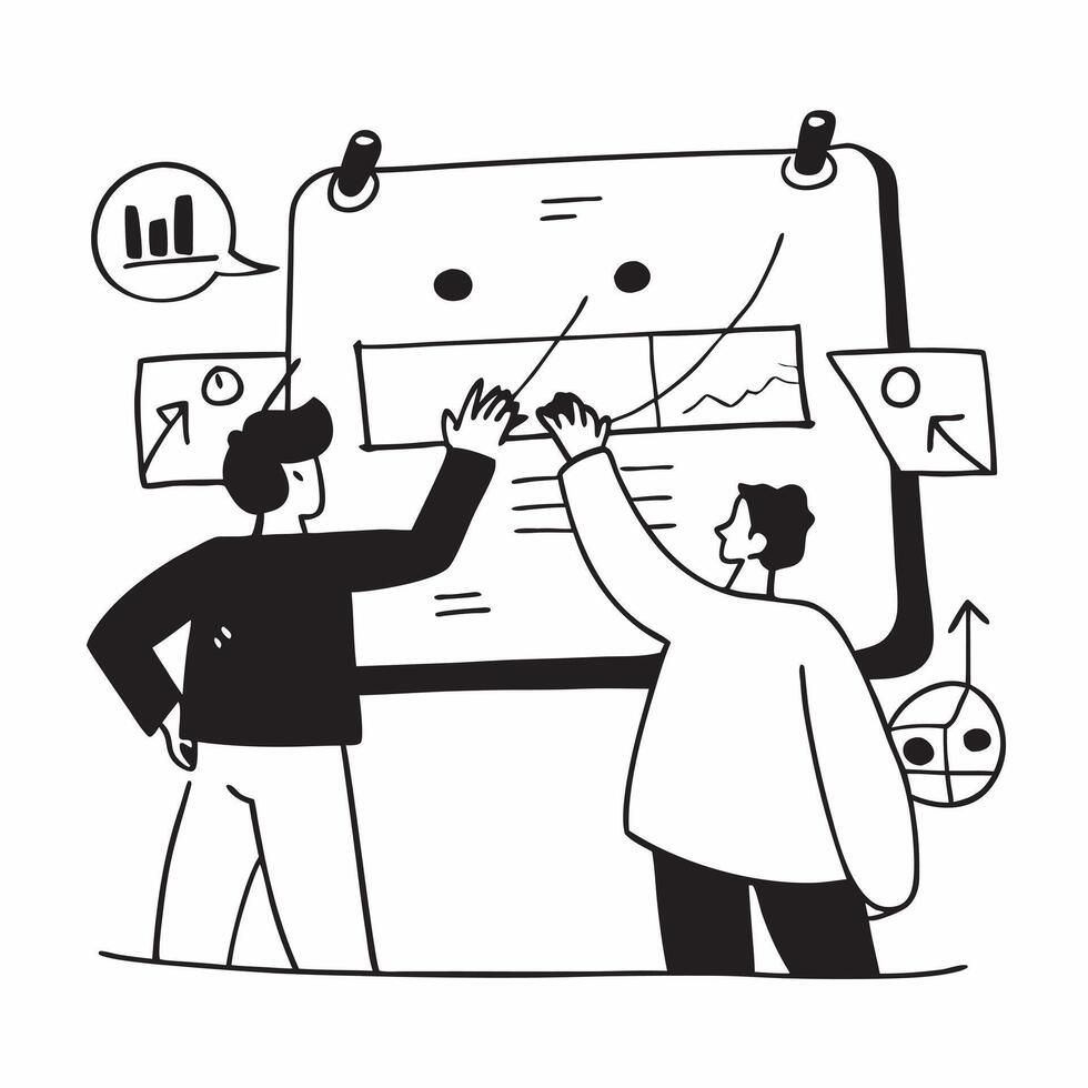 Flat design as Business development team collaborating on growth strategies concept as A illustration of a business development team collaborating on growth strategies using Cleans vector