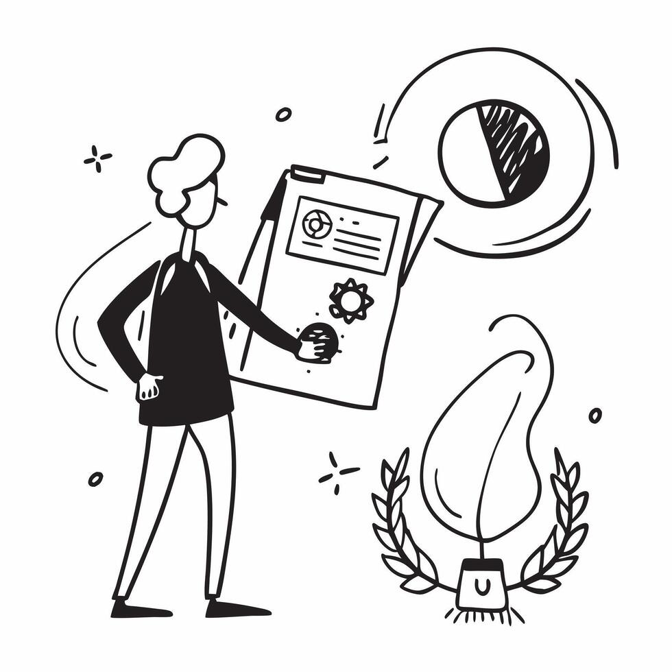 Environmental Health and Safety Officer with Shield and Certificate concept as An image of an environmental health and safety officer with a shield and ISO14001 certificate set aga Cleans vector