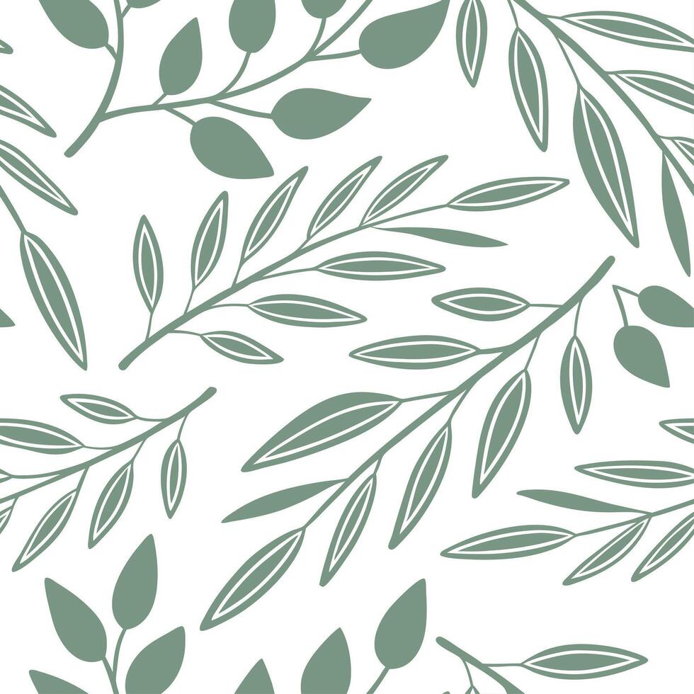 Elegant summer leaves seamless pattern with olive branches and soft green tones for peaceful interiors concept as Soft olive branches and green tones arranged seamlessly to create Cleans vector