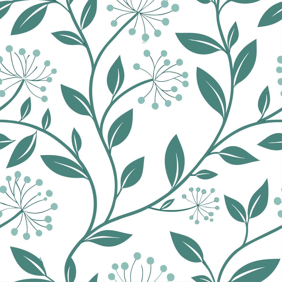 Elegant spring nature seamless pattern with delicate vine patterns and soft green hues for refined natural designs concept as Refined spring nature pattern featuring delicate vines Cleans vector