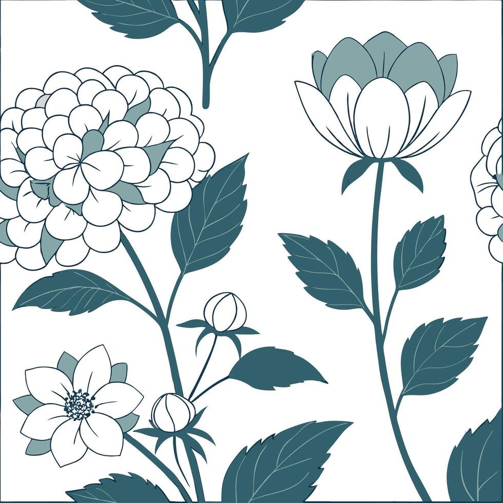Elegant spring pastel seamless tile pattern with peonies and hydrangeas for chic garden spaces concept as Chic peonies and hydrangeas arranged in soft pastel tones to enhance elega Cleans vector