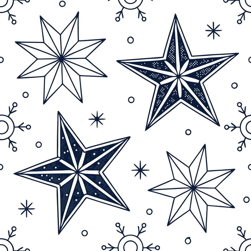 Elegant Christmas stars and snowflakes seamless tile pattern with sparkling accents concept as Sparkling accents adorn elegant Christmas stars and snowflakes in seamless tile patte Cleans vector