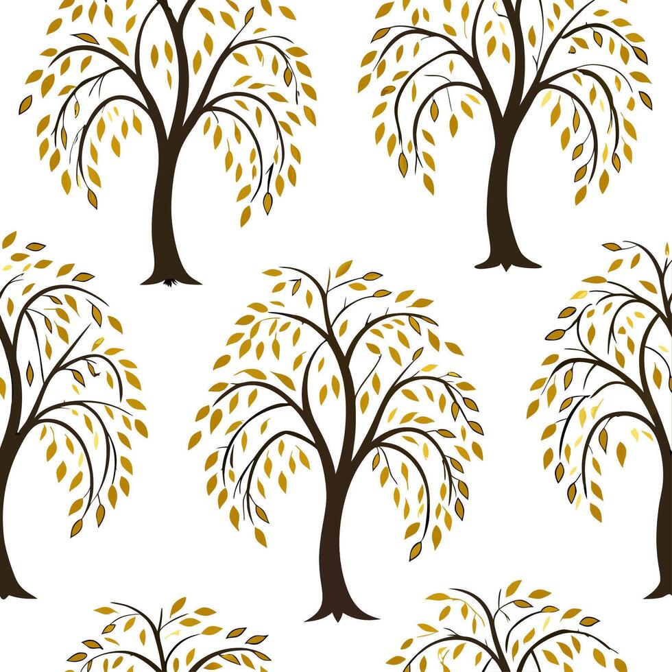 Elegant autumn trees seamless tile pattern with birch and cherry trees for sophisticated fall decor concept as Elegant birch and cherry trees arranged seamlessly for sophisticated Cleans Set 4 vector