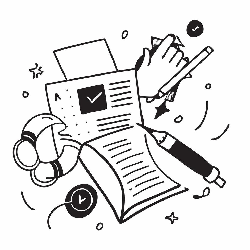 Editor with Editing Tools and Truth Verification concept as An image of an editor with editing tools and truth verification set against a whimsical background offering ample space Cleans vector