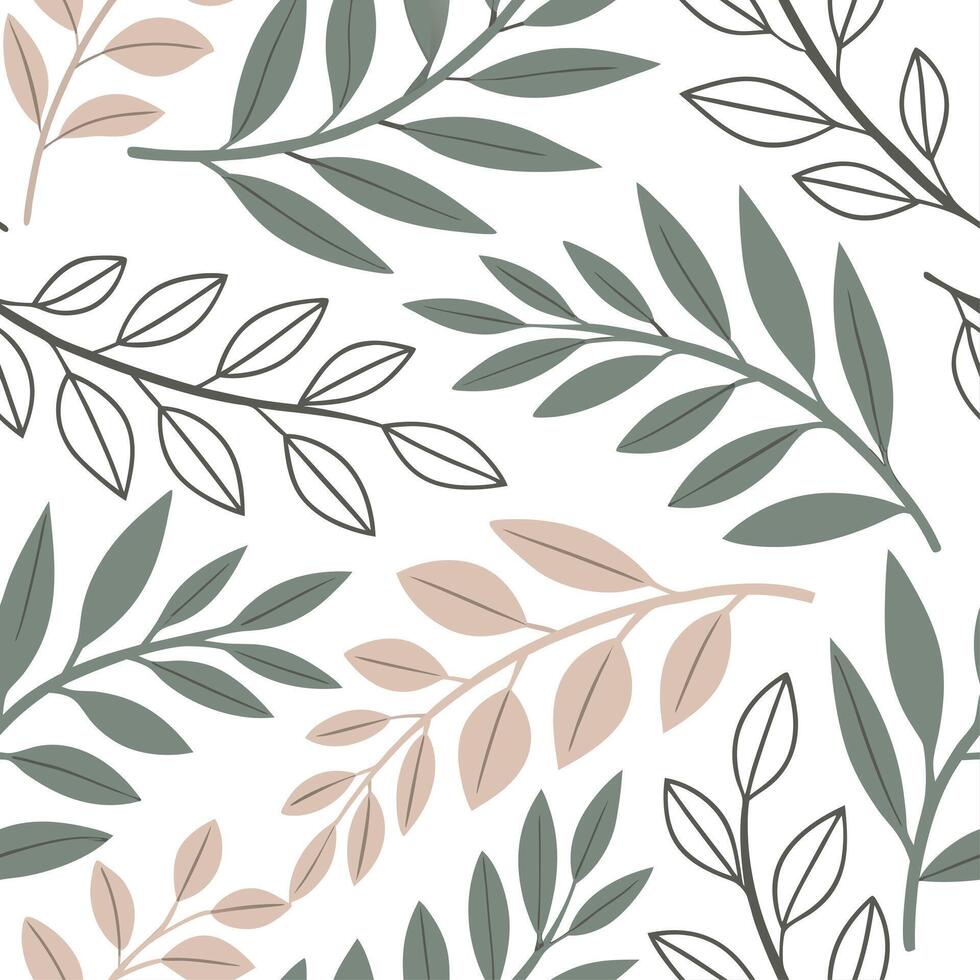 Earthy spring nature seamless pattern with botanical leaves and muted neutral tones for natural balanced decor concept as Balanced earthy spring nature pattern with botanical leave Cleans vector