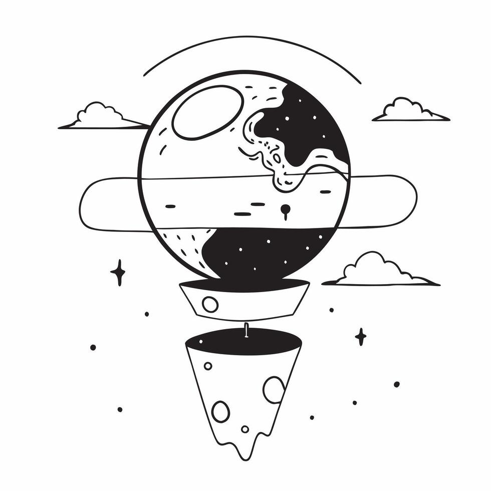 Earth Twilight and Space Dawn concept as A view featuring Earth at twilight and space at dawn set against a whimsical background offering ample space for text or graphics symbolizi Cleans vector