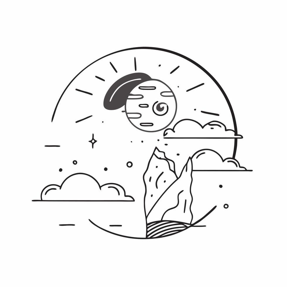 Earth Sunrise and Space Sunset concept as A view depicting Earths sunrise and space sunset set against a whimsical background offering ample space for text or graphics symbolizing Cleans vector
