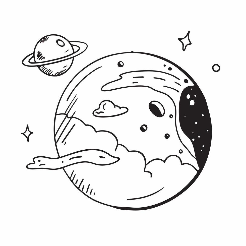 Earth Day and Space Evening concept as A view showing Earth during the day and space in the evening set against a whimsical background offering ample space for text or graphics sym Cleans vector