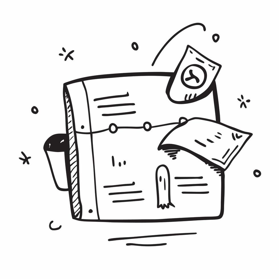 Doodle line icon of a suitcase concept as A doodle line icon of a suitcase representing travel business trips and professional journeys ideal for business travel themed visuals in Cleans Set 2 vector