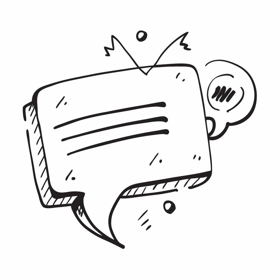 Doodle line icon of a speech bubble concept as A doodle line icon of a speech bubble symbolizing communication discussion and business dialogue perfect for business conversation th Cleans Set 2 vector