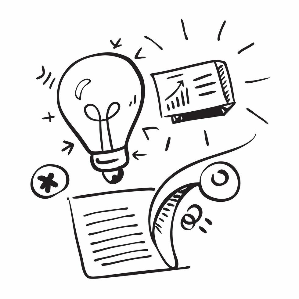 Doodle line icon of a lightbulb concept as A doodle line icon of a lightbulb symbolizing ideas creativity and innovation perfect for business brainstorming and creative thinking vi Cleans Set 2 vector