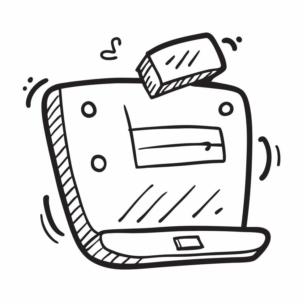 Doodle line icon of a laptop concept as A doodle line icon of a laptop symbolizing technology work and business tools perfect for business and tech themed visuals in Photo Stock C Cleans vector