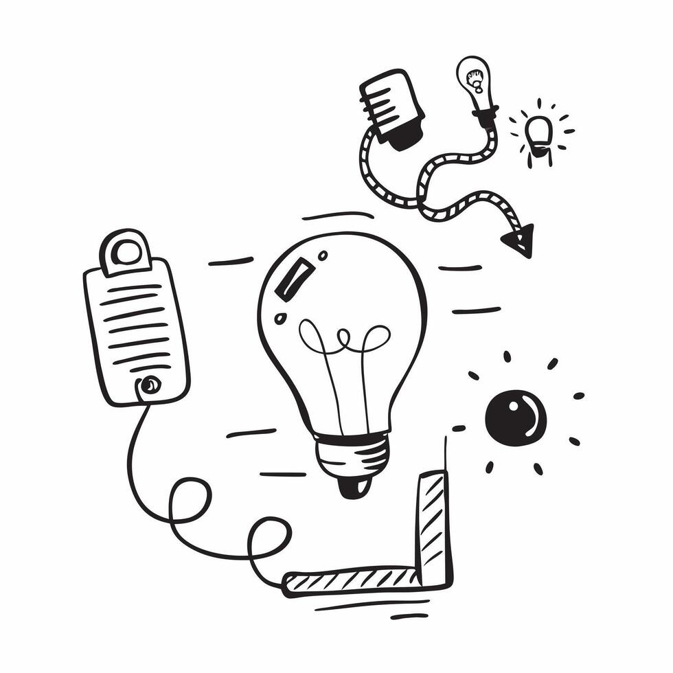 Doodle line icon of a lightbulb concept as A doodle line icon of a lightbulb symbolizing ideas creativity and innovation perfect for business brainstorming and creative thinking vi Cleans vector