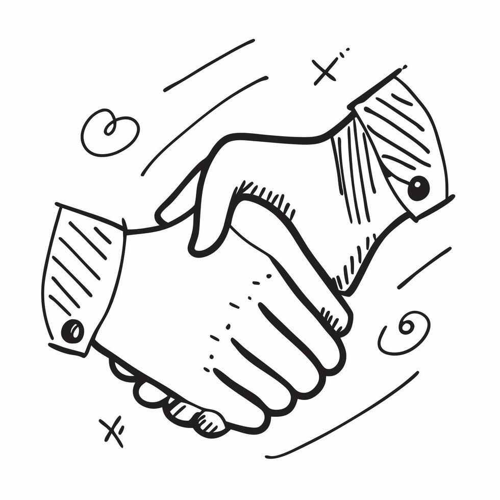 Doodle line icon of a handshake concept as A doodle line icon of a handshake symbolizing agreement partnership and collaboration perfect for business agreements and cooperation the Cleans vector