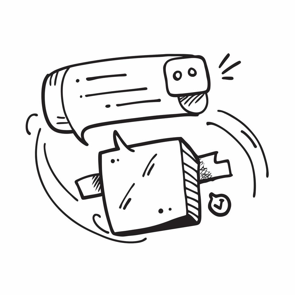 Doodle line icon of a chat bubble concept as A doodle line icon of a chat bubble representing communication messaging and business dialogue perfect for customer service and interac Cleans Set 2 vector