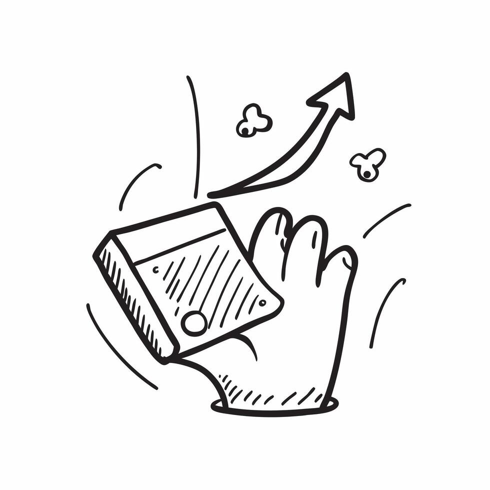 Doodle line icon of a graph concept as A doodle line icon of a graph representing growth progress and business performance ideal for business growth and success themed visuals in Cleans Set 2 vector