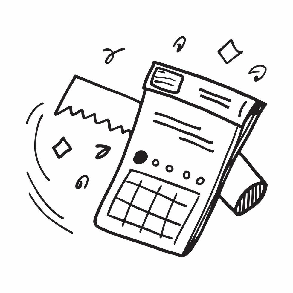 Doodle line icon of a calculator concept as A doodle line icon of a calculator symbolizing calculations finance and business accounting perfect for financial and budget themed visu Cleans Set 2 vector