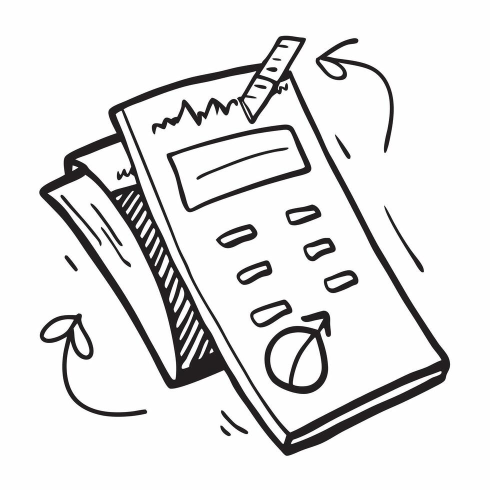 Doodle line icon of a calculator concept as A doodle line icon of a calculator symbolizing calculations finance and business accounting perfect for financial and budget themed visu Cleans vector
