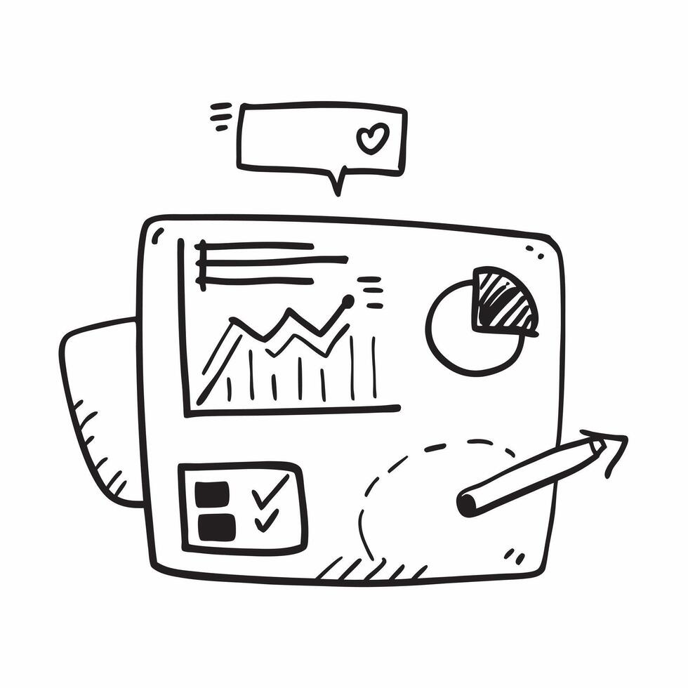 Doodle line icon of a bar chart concept as A doodle line icon of a bar chart symbolizing data performance and business metrics perfect for analytical and business report themed vis Cleans vector