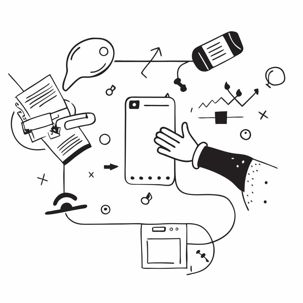 Digital transformation illustration with blank area for customizable text concept as A creative depiction of a digital transformation illustration featuring a blank area for custom Cleans Set 3 vector