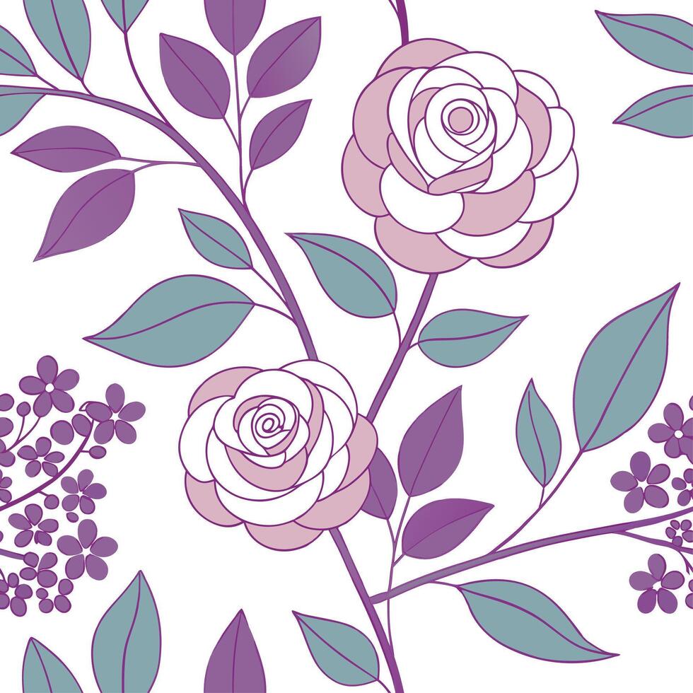 Delicate spring pastel seamless tile pattern with roses and lilacs for romantic garden designs concept as Soft pastel roses and lilacs arranged seamlessly for a romantic garden ins Cleans vector