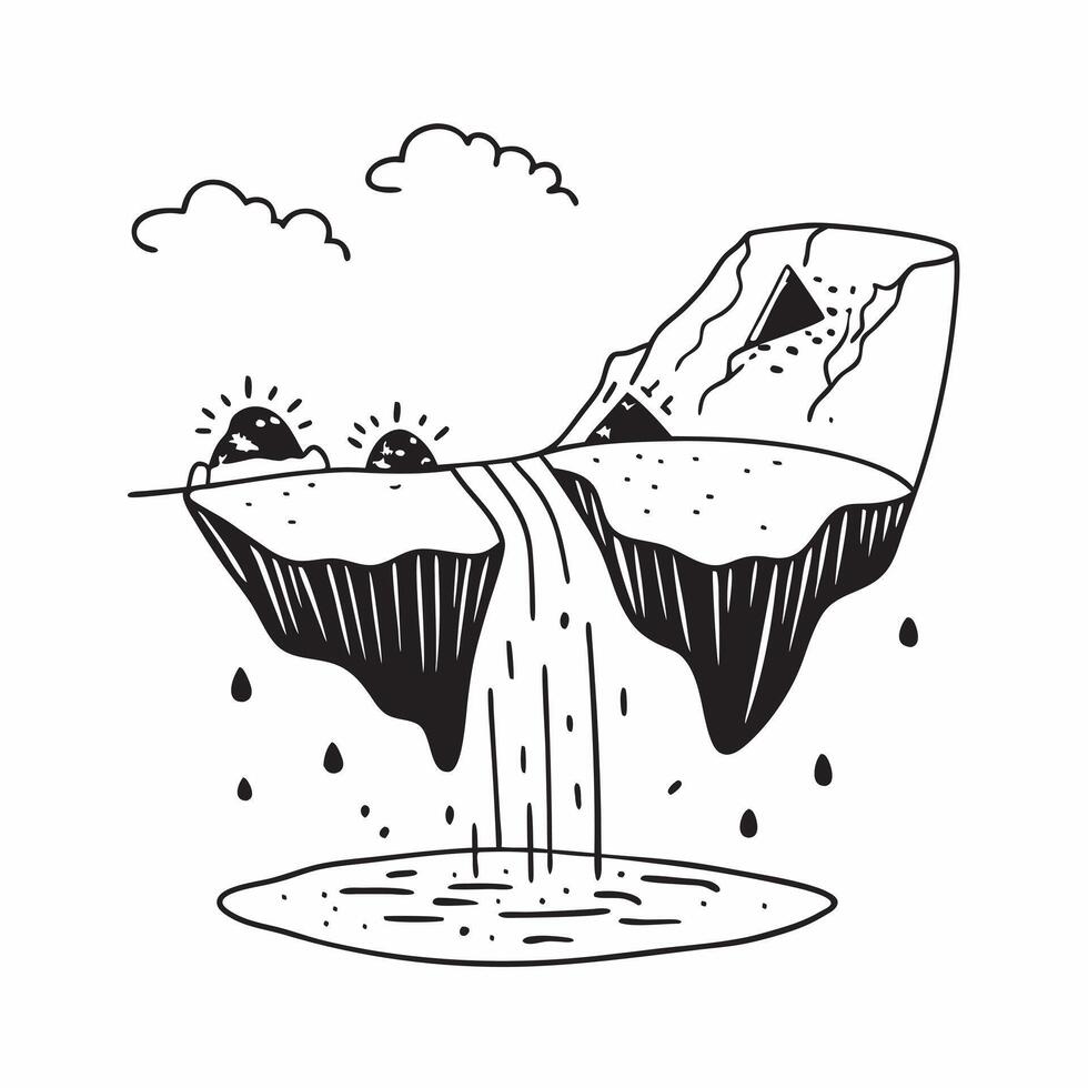Declining Snowpack and Flowing River concept as A view depicting a declining snowpack and a flowing river set against a whimsical background offering ample space for text or graphi Cleans vector