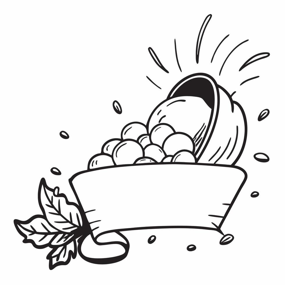 Cornucopia filled with fruits and nuts with copy space concept as A cornucopia overflowing with fruits and nuts symbolizing the abundance of Thanksgiving with ample blank space fo Cleans vector
