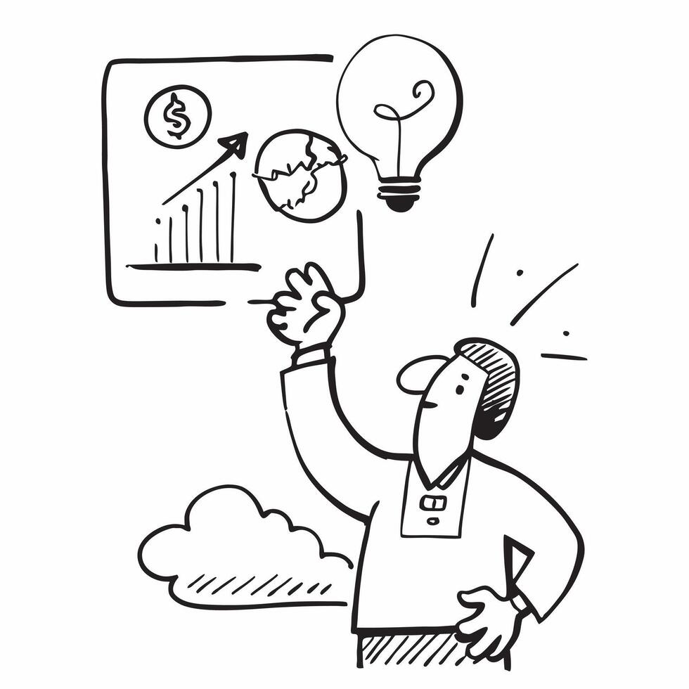 Consultant with Lightbulb and Graph concept as A consultant holding a lightbulb and a graph set against a dreamy background offering ample space for text or graphics symbolizing in Cleans vector