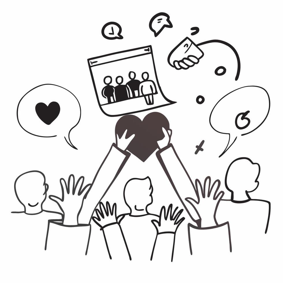 Community Organizer with People and Heart concept as An image of a community organizer with a group of people and heart symbol set against a whimsical background offering ample spa Cleans vector